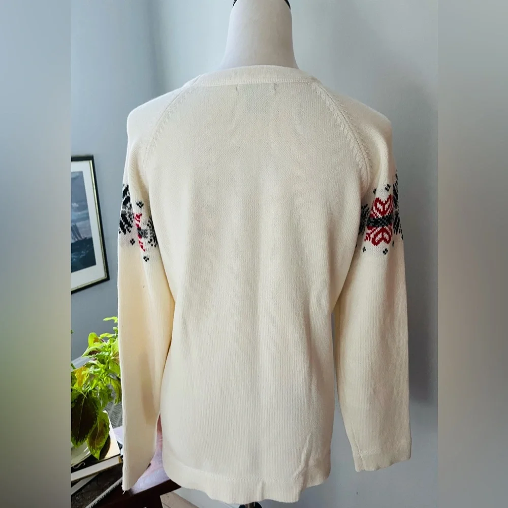 EDDIE BAUER Sweater Pullover NORDIC Snowflake Legend COTTON Blend Crew Neck LRG - Picture 6 of 10